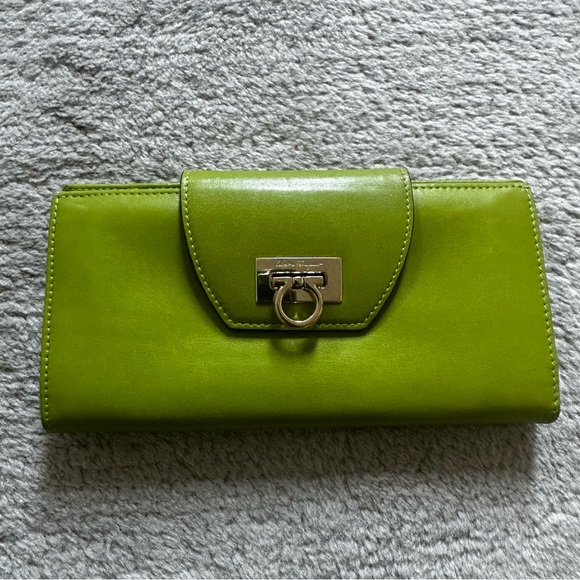 Salvatore Ferragamo Handbags - ❌SOLD❌Salvatore Ferragamo Gancini Green Leather Long Bifold Wallet